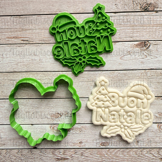 Tagliabiscotti "Buon Natale" - Cookies Cutter - Formina - Stampo per biscotti o decorazione torte