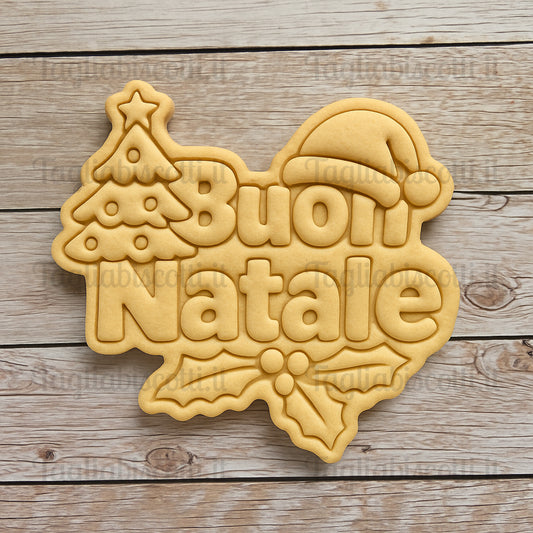 Tagliabiscotti "Buon Natale" - Cookies Cutter - Formina - Stampo per biscotti o decorazione torte