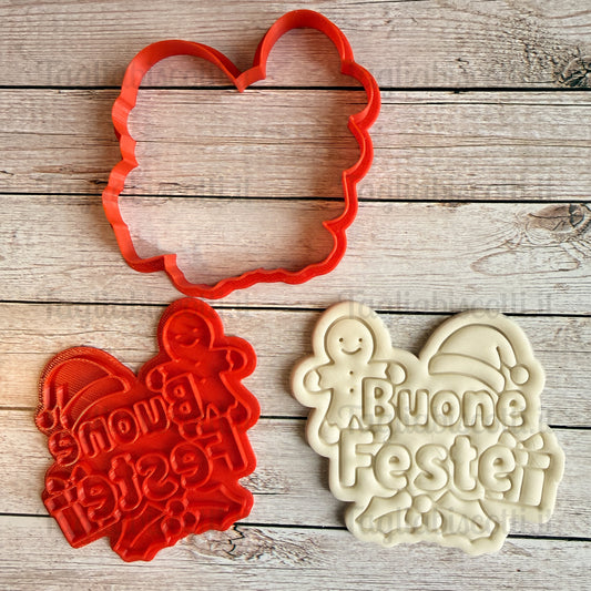 Tagliabiscotti "Buone feste" - Cookies Cutter - Formina - Stampo per biscotti o decorazione torte