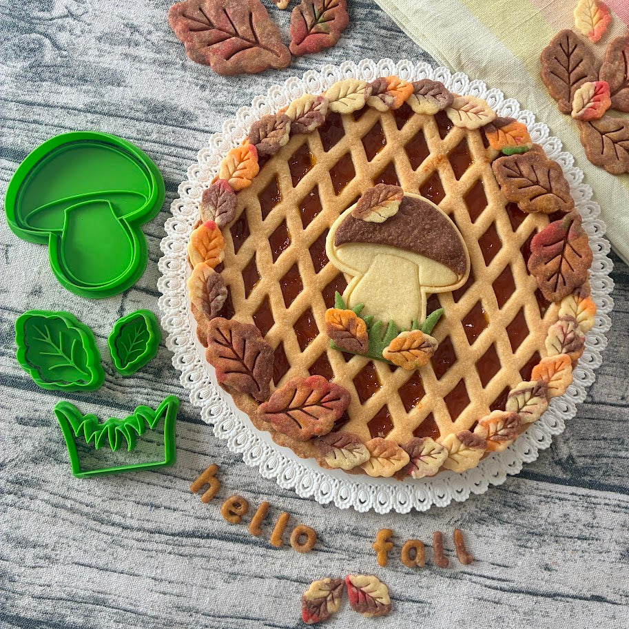 Set Tagliabiscotti per Crostata Autunnale – Fungo, Foglie ed Erba