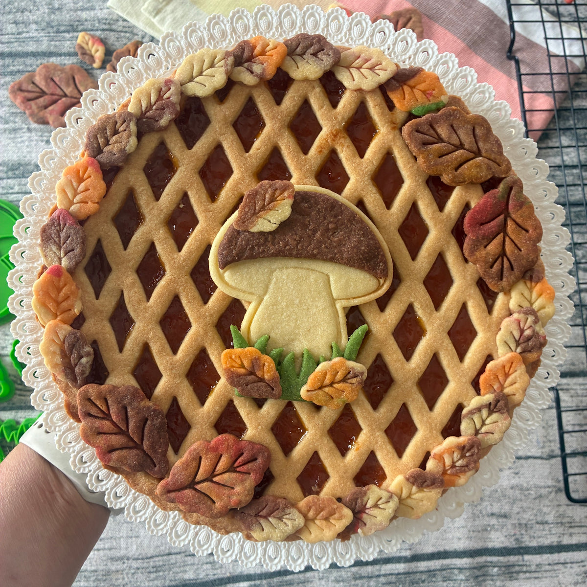 Set Tagliabiscotti per Crostata Autunnale – Fungo, Foglie ed Erba