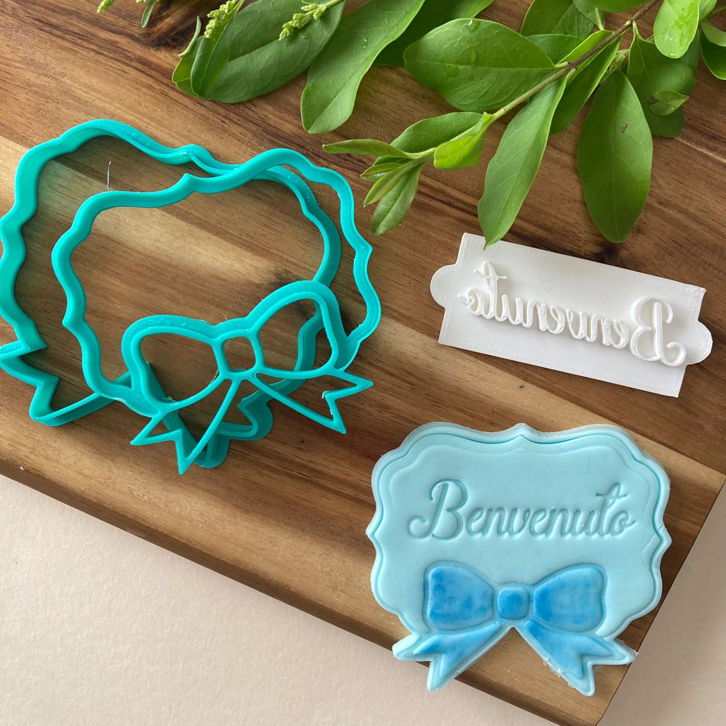 Cornice e timbro "Benvenuto" - Battesimo - New Born - Cookies Cutter - Formina