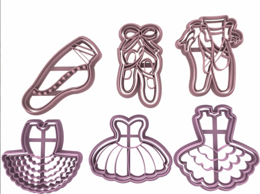 Set Tagliabiscotti Ballerina – Scarpe da danza e tutù - Compleanno - Cookies cutter - Formina