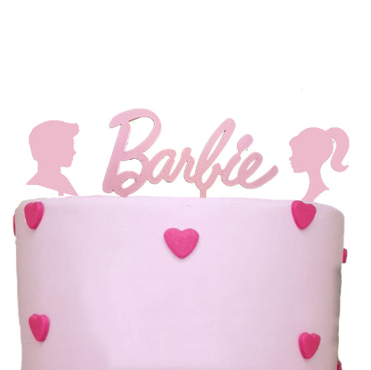 Barbi Set Cake Topper - per torte in Cake Design o Cupcake - Scritta 15cm