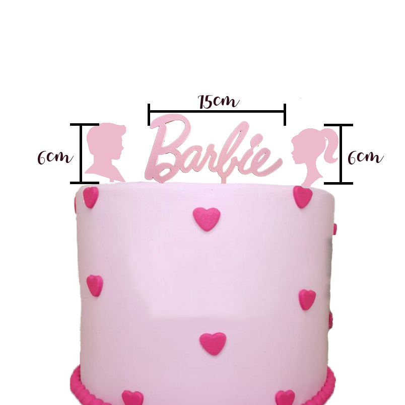 Barbi Set Cake Topper - per torte in Cake Design o Cupcake - Scritta 15cm