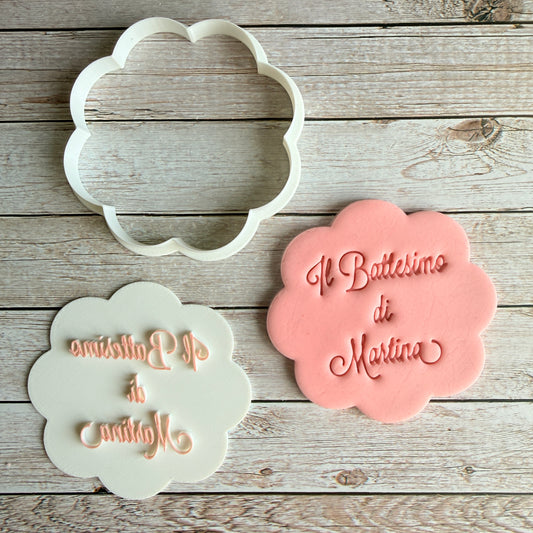 Tagliabiscotti "Il Battesimo di" con Nome Personalizzato - Cookies Cutter - Stampo per biscotti o decorazioni in pasta di zucchero
