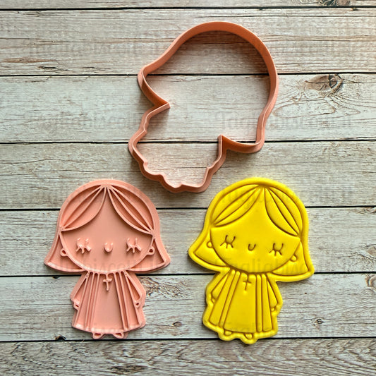 Tagliabiscotti Bambina Comunione Mod.3 – Biscotti Prima Comunione / Cresima - Cookies Cutter - Stampo per biscotti o decorazioni in pasta di zucchero