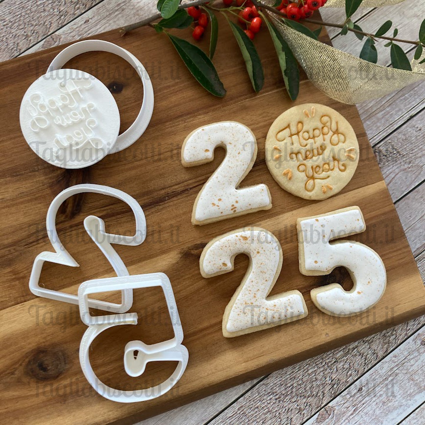 Tagliabiscotti scritta Happy New Year - Capodanno - anno nuovo -Cookies cutter - Formina