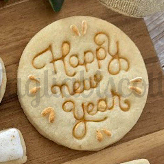 Tagliabiscotti scritta Happy New Year - Capodanno - anno nuovo -Cookies cutter - Formina
