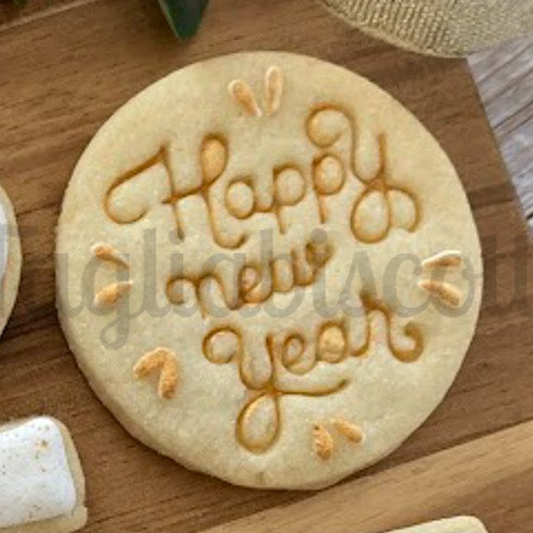 Tagliabiscotti scritta Happy New Year - Capodanno - anno nuovo -Cookies cutter - Formina