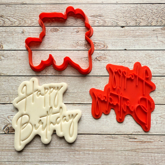 Tagliabiscotti scritta Happy Birthday Mod.2 - Compleanno - Cookies cutter - Formina