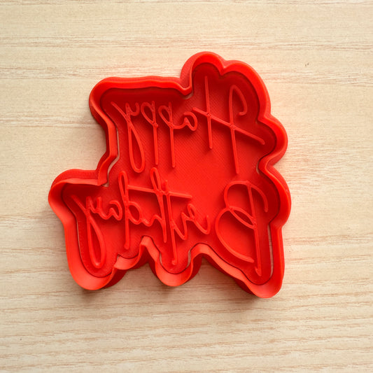 Tagliabiscotti scritta Happy Birthday Mod.2 - Compleanno - Cookies cutter - Formina