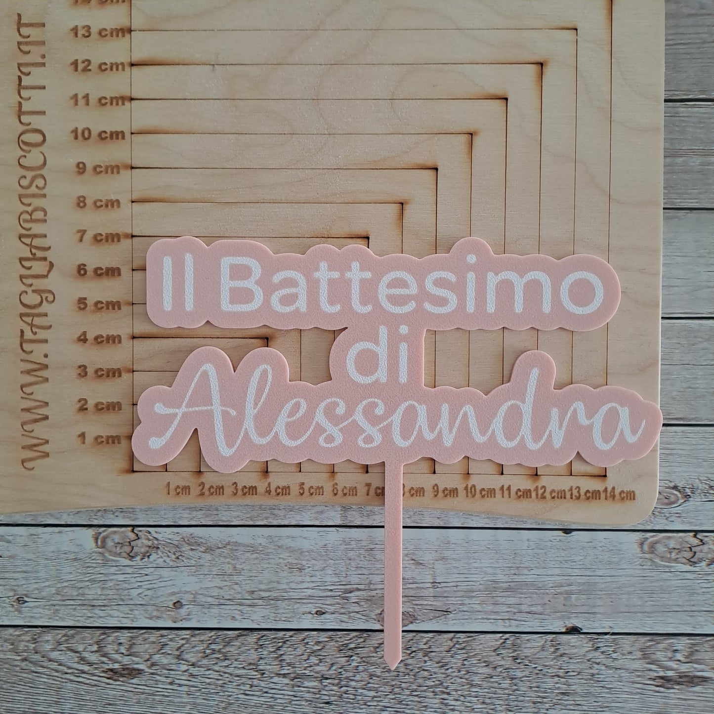 Cake Topper per torta battesimo bambina con nome personalizzato - per decorazione torte - 15cm