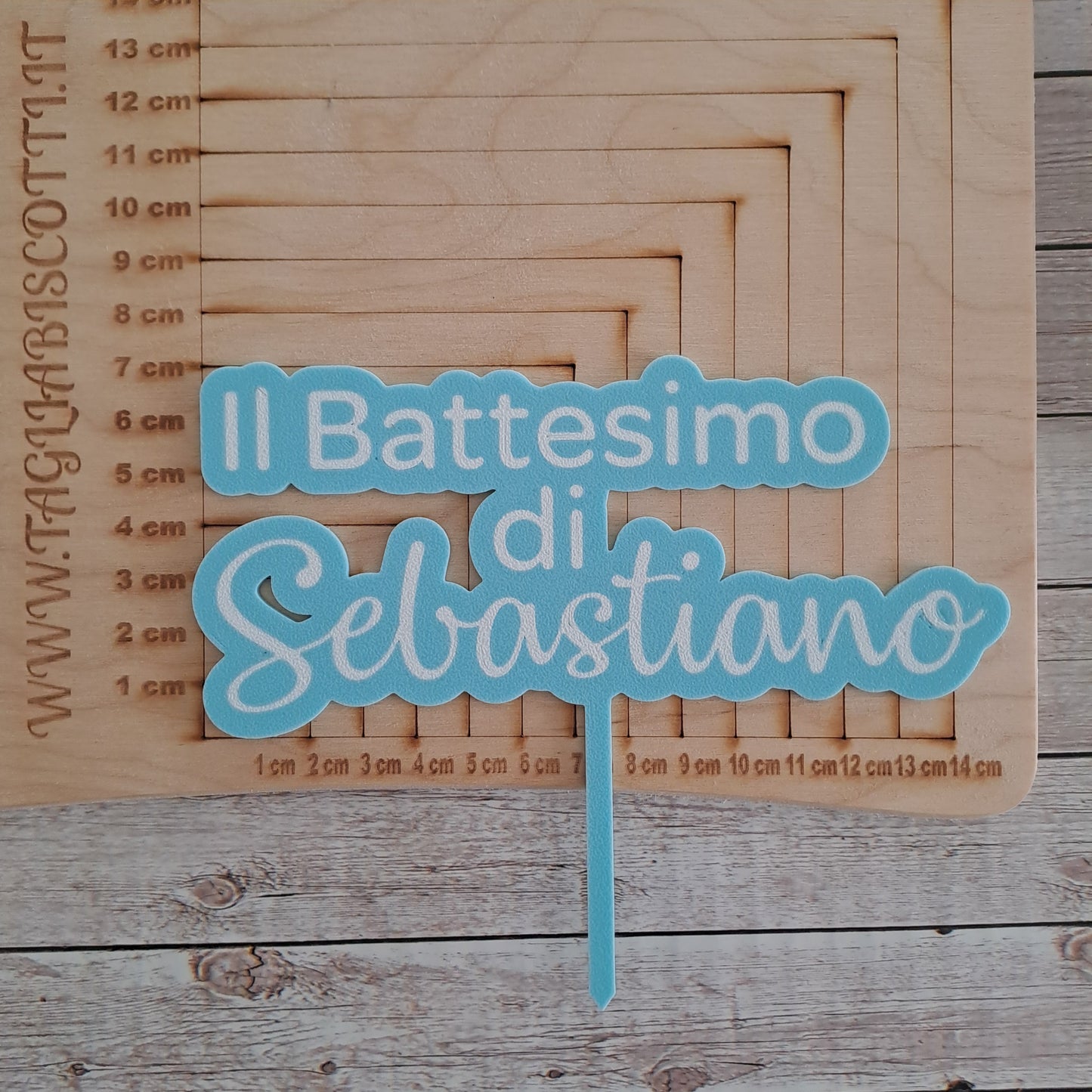 Cake Topper per torta battesimo bambino con nome personalizzato - per decorazione torte - 15cm