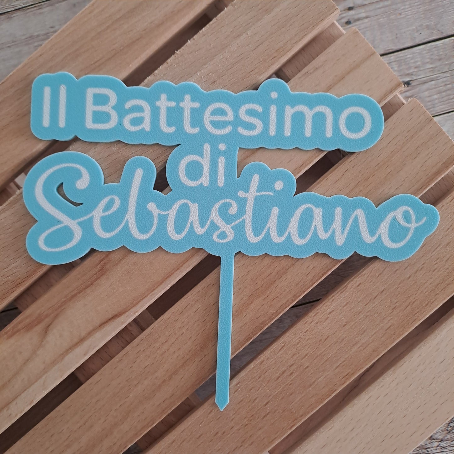 Cake Topper per torta battesimo bambino con nome personalizzato - per decorazione torte - 15cm