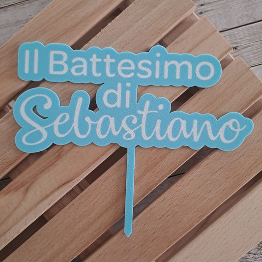 Cake Topper per torta battesimo bambino con nome personalizzato - per decorazione torte - 15cm