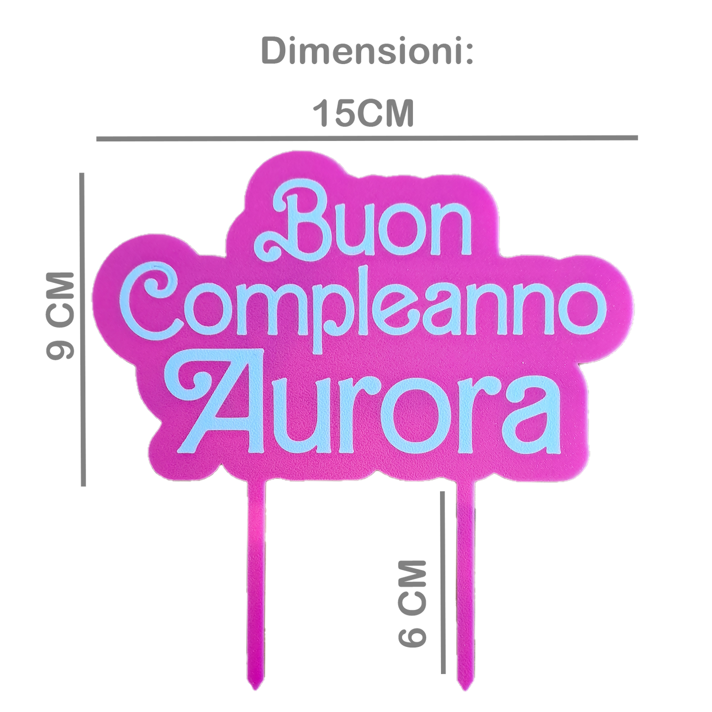 Cake Topper personalizzato con Nome - Buon compleanno - per decorazione torte - 15cm