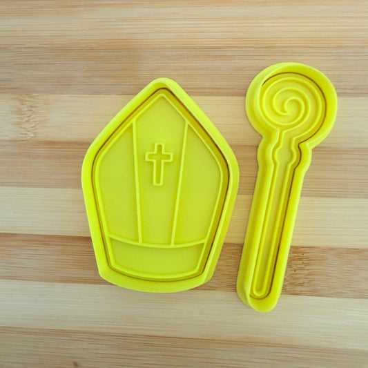 Set Tagliabiscotti Mitra e Pastorale del Vescovo – Comunione, Cresima e Cerimonie Religiose - Cookies Cutter - Formina per biscotti o decorazioni torte Cresima