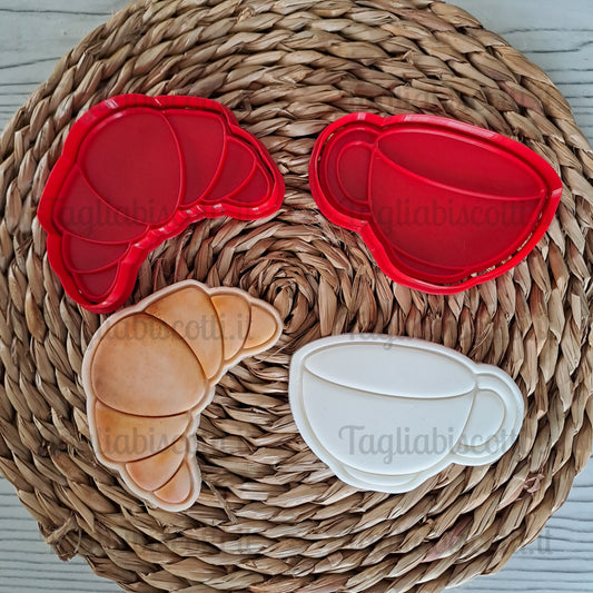 Cornetto e Cappuccino - Cookies Cutter - Tagliabiscotti - Tema Colazione