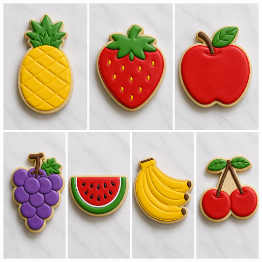 Set 7 Tagliabiscotti Frutta – Mela, Fragola, Ananas, Ciliegie, Banane, Anguria e Uva