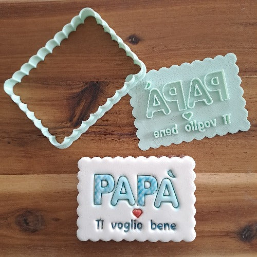 Tagliabiscotti "Papà ti voglio bene" - Festa del Papà - Cookies cutter - Formina / Stampo per biscotti o decorazione dolci da 8 a 12cm