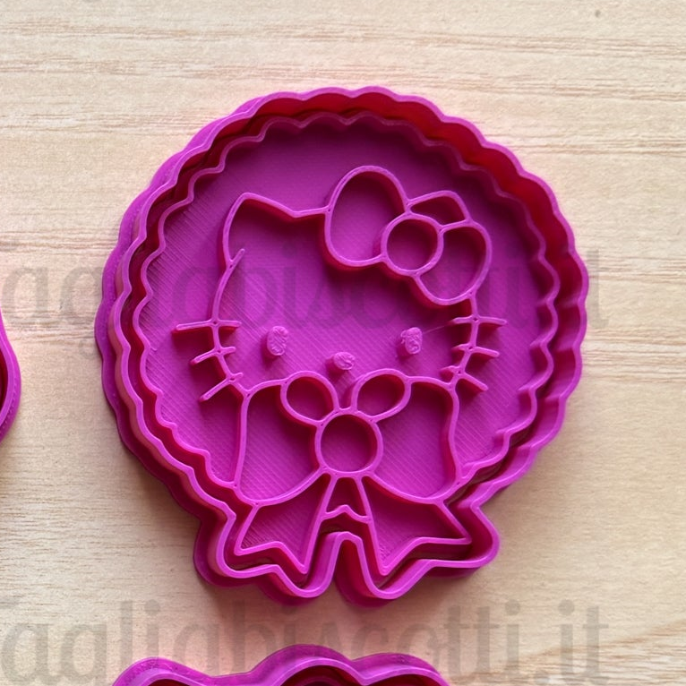 Tagliabiscotti Hello gattina Kitty a tema natalizio - 8cm