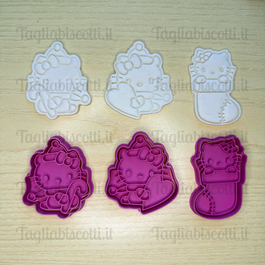 Tagliabiscotti Hello gattina Kitty a tema natalizio - 8cm