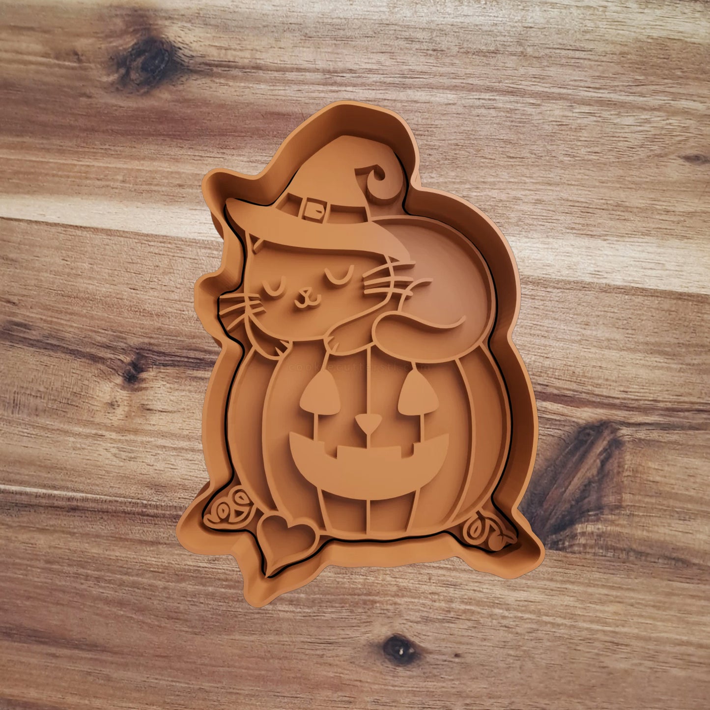 Chat dormant sur la citrouille - Halloween - Emporte-pièce - Moule - Moule en pâte à sucre