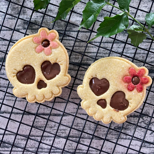Crâne féminin avec fleur - Halloween - Emporte-pièce - Moule - Moule à pâte à sucre