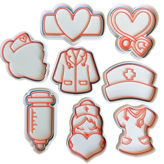 Set Tagliabiscotti Medicina Mod.1 – Infermiera, Dottore e Accessori - cookies cutter