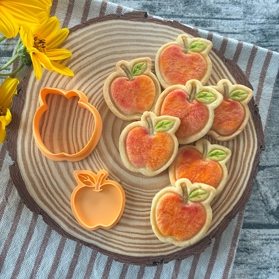 Tagliabiscotti Mela con Foglia – Cutter e Timbro per Biscotti