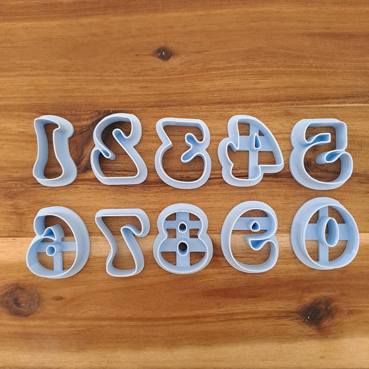 Numeri 0-9 (10pz.) Font Abstract - Altezza Numero da 3cm a 8cm - Formine - Stampi - Cookies Cutter