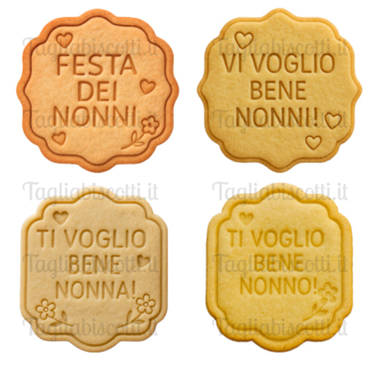Visages des Grands-Parents Mod.1 - Fête des Grands-Parents - Emporte-pièce - Moule - Moule à Biscuit ou Pâte à Sucre - Cake Design
