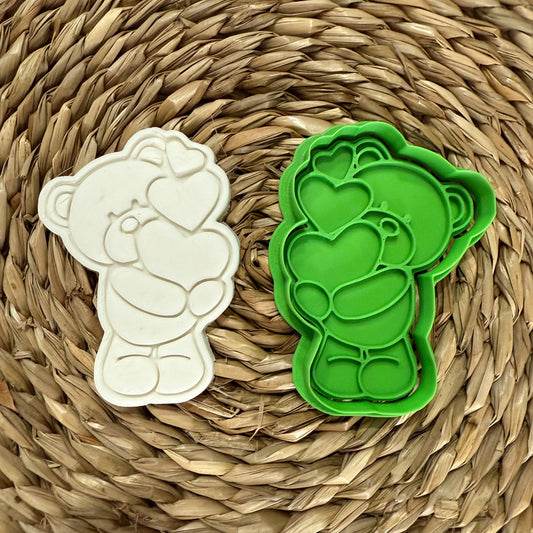 Tagliabiscotti Orso abbraccia cuori - San Valentino - Cookie cutter - Stampo per biscotti o decorazioni in pasta di zucchero