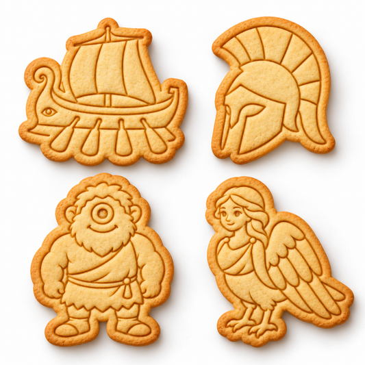 Set de cortadores de galletas Odisea – 5 figuras con sello decorativo