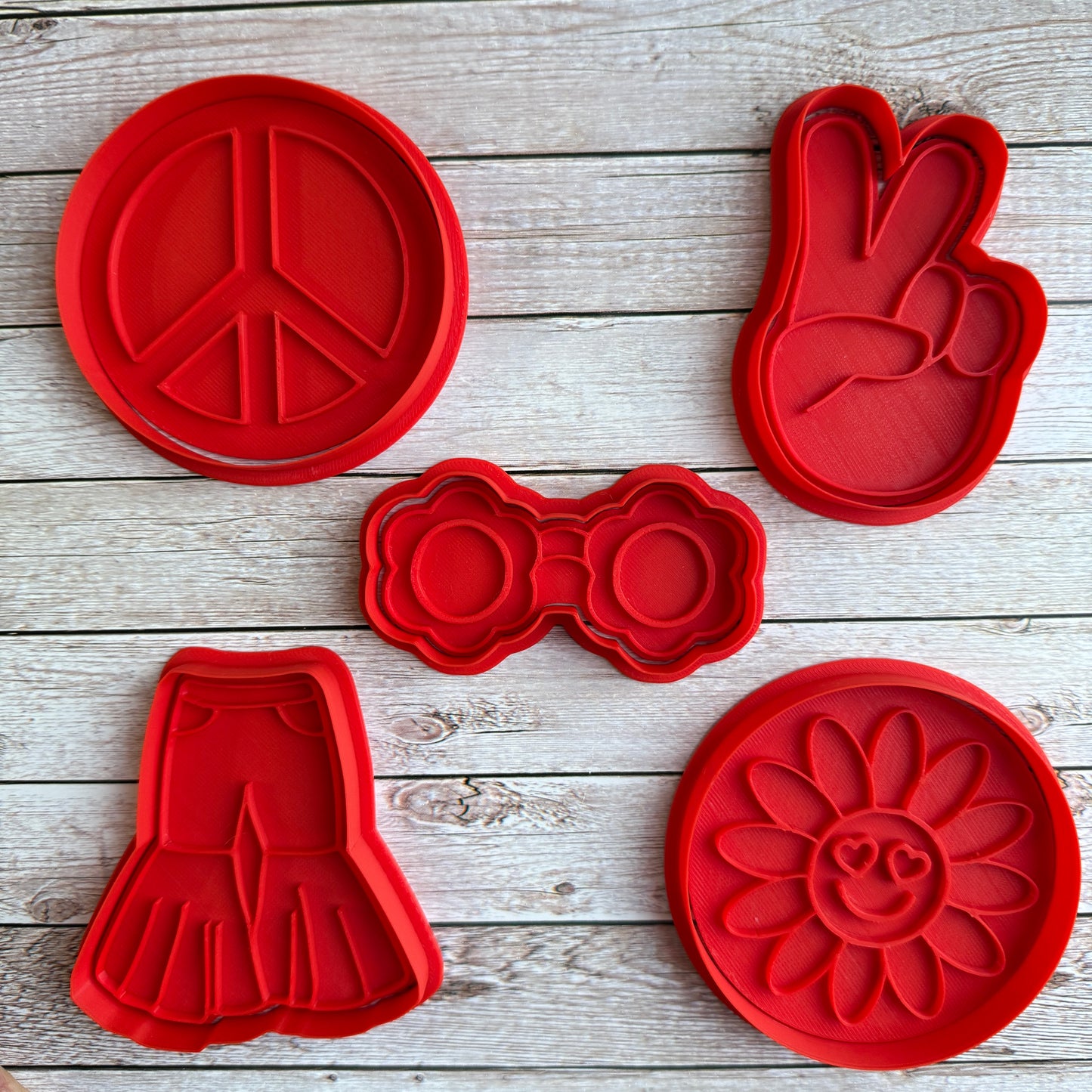 Set Peace & Love - Figli dei fiori - Cookies cutter - Tagliabiscotti