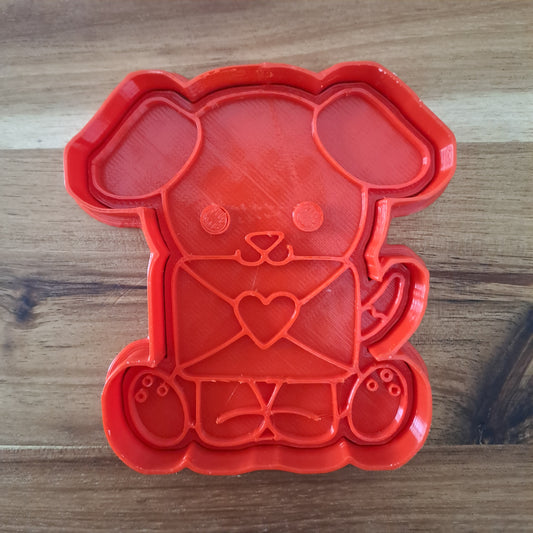 Tagliabiscotti San Valentino - Cagnolino con busta postale - Cookie cutter - Stampo per biscotti o decorazioni in pasta di zucchero