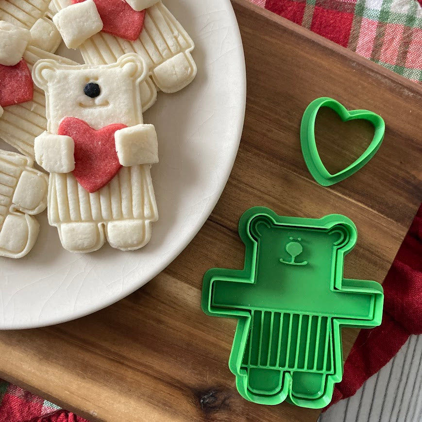 Tagliabiscotti a forma di orsa con cuore - San Valentino - Cookie cutter - Stampo per biscotti o decorazioni in pasta di zucchero