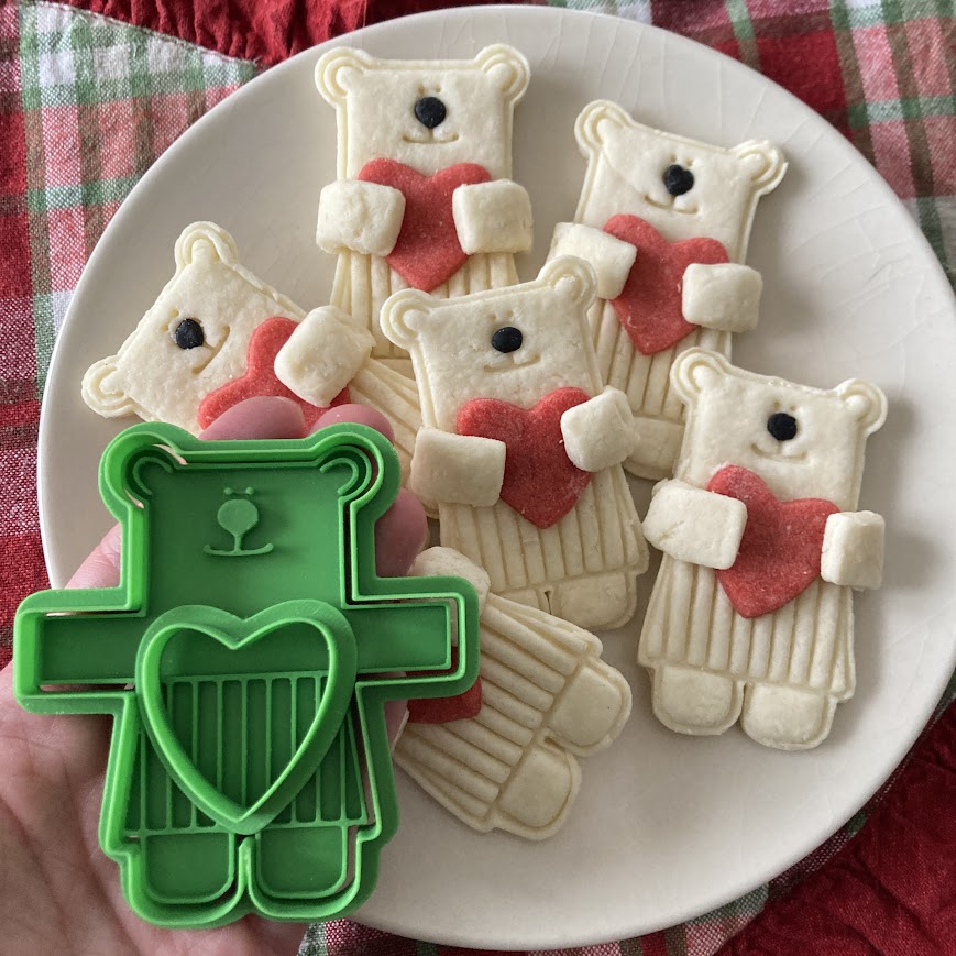 Tagliabiscotti a forma di orsa con cuore - San Valentino - Cookie cutter - Stampo per biscotti o decorazioni in pasta di zucchero