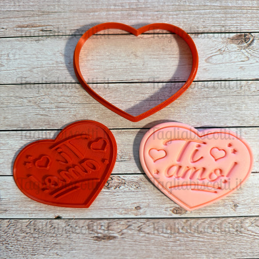 Tagliabiscotti cuore “Ti amo!” - San Valentino - Cookie cutter - Stampo per biscotti o decorazioni in pasta di zucchero