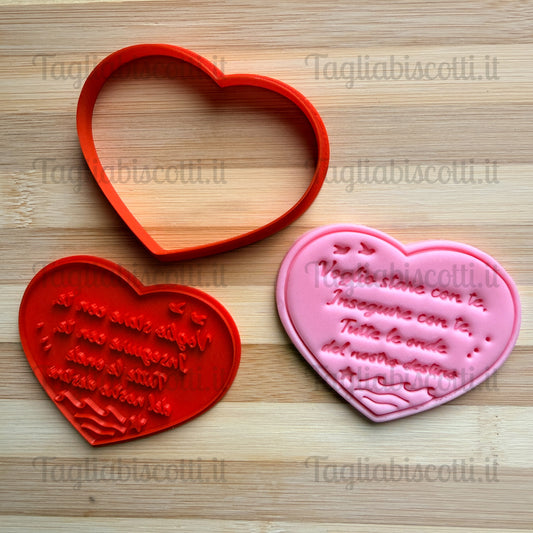 Tagliabiscotti cuore “Voglio stare con te” - San Valentino - Cookie cutter - Stampo per biscotti o decorazioni in pasta di zucchero (Copia)