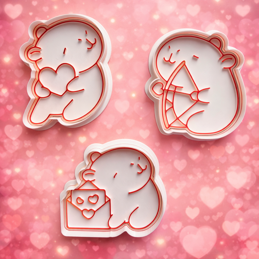Tagliabiscotti Capibara di San Valentino – Amore, Cupido e Lettera - San Valentino - Cookie cutter - Stampo per biscotti o decorazioni in pasta di zucchero