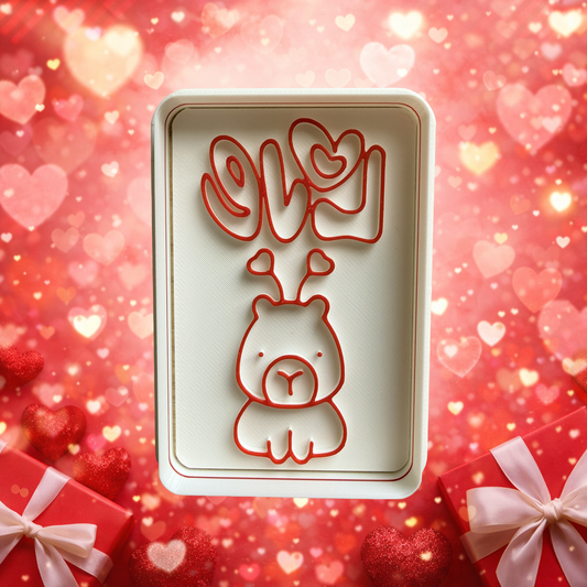 Tagliabiscotti Capibara Love - San Valentino - Cookie cutter - Stampo per biscotti o decorazioni in pasta di zucchero