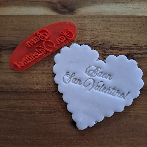 Buon San Valentino - timbro - scritta - stampo per biscotti o decorazioni in pasta di zucchero da 6 a 20cm