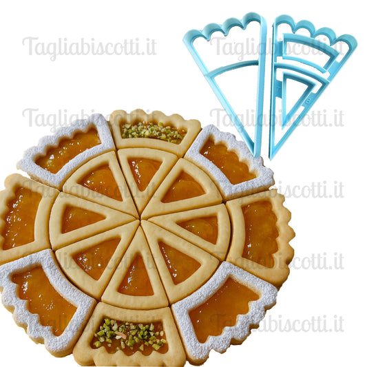 Cookie Cake Mod.2 - Crostata biscotto componibile - Divisa “Facile & Perfetta” – Set Cookie Cutter Unico per Fette Precise