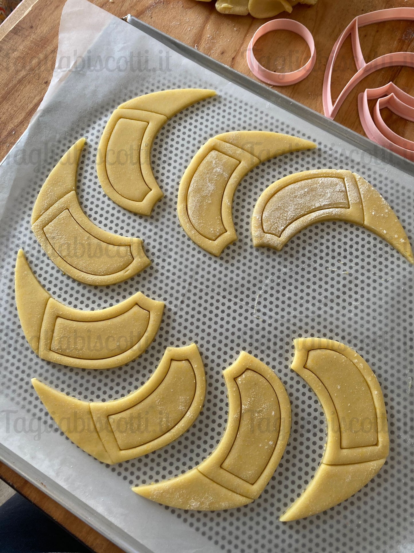 Cookie Cake Mod.4 - Crostata biscotto componibile - Divisa “Facile & Perfetta” – Set Cookie Cutter Unico per Fette Precise