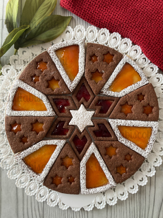 Cookie Cake Mod.5 - Stelle - Crostata biscotto componibile - Divisa “Facile & Perfetta” – Set Cookie Cutter per Fette Precise