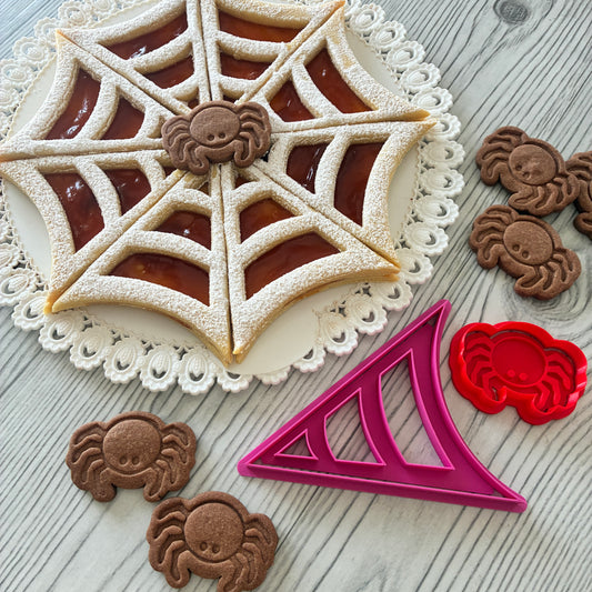 Tagliabiscotti Crostata Cookie Cake Mod. 22 - Set Halloween Ragnatela e Ragno – Cutter per Biscotti Tema Halloween