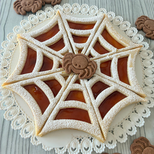 Tagliabiscotti Crostata Cookie Cake Mod. 22 - Set Halloween Ragnatela e Ragno – Cutter per Biscotti Tema Halloween