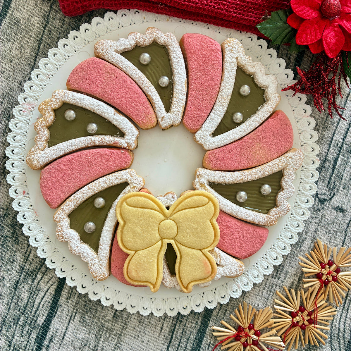 Tagliabiscotti crostata Ghirlanda Natalizia con Fiocco